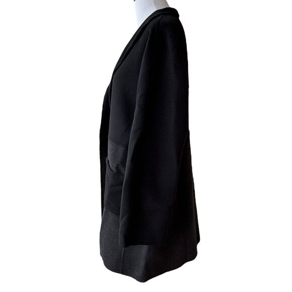 Eileen Fisher Wool Two Tone Color Block Coat Black Gray Size Large - Picture 3 of 5